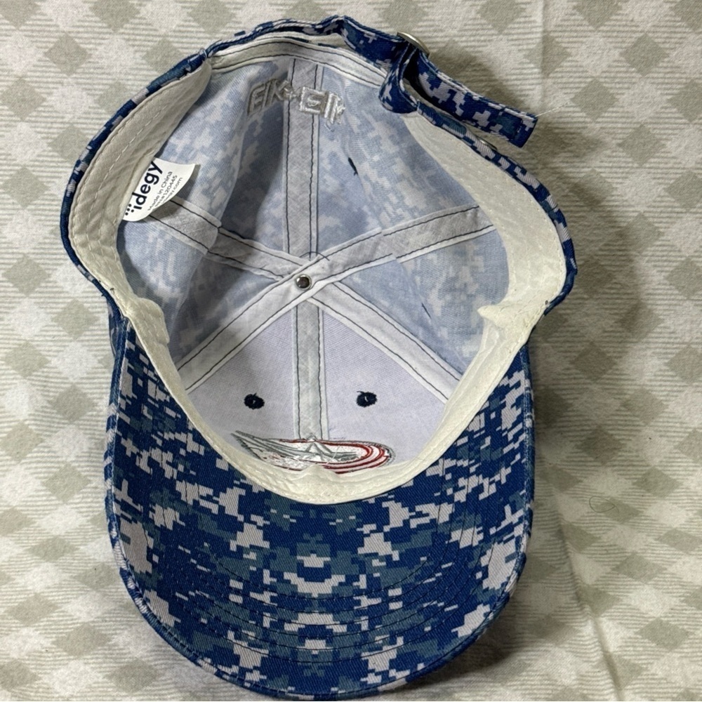 Columbus Blue Jackets NHL Blue Digital Camo Strapback Adjustable Hat SGA Rare! - Picture 6 of 6